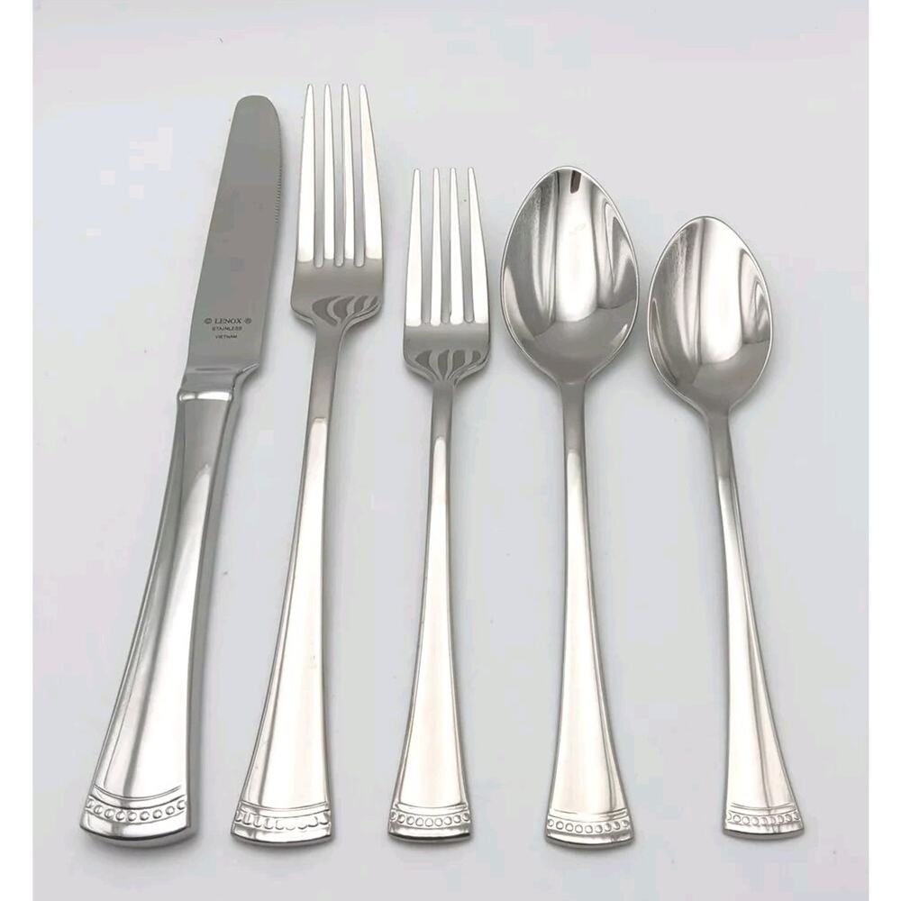 Lenox Portola Place Set 5 Piece 18/10 Stainless Flatware Glossy Vietnam -new-